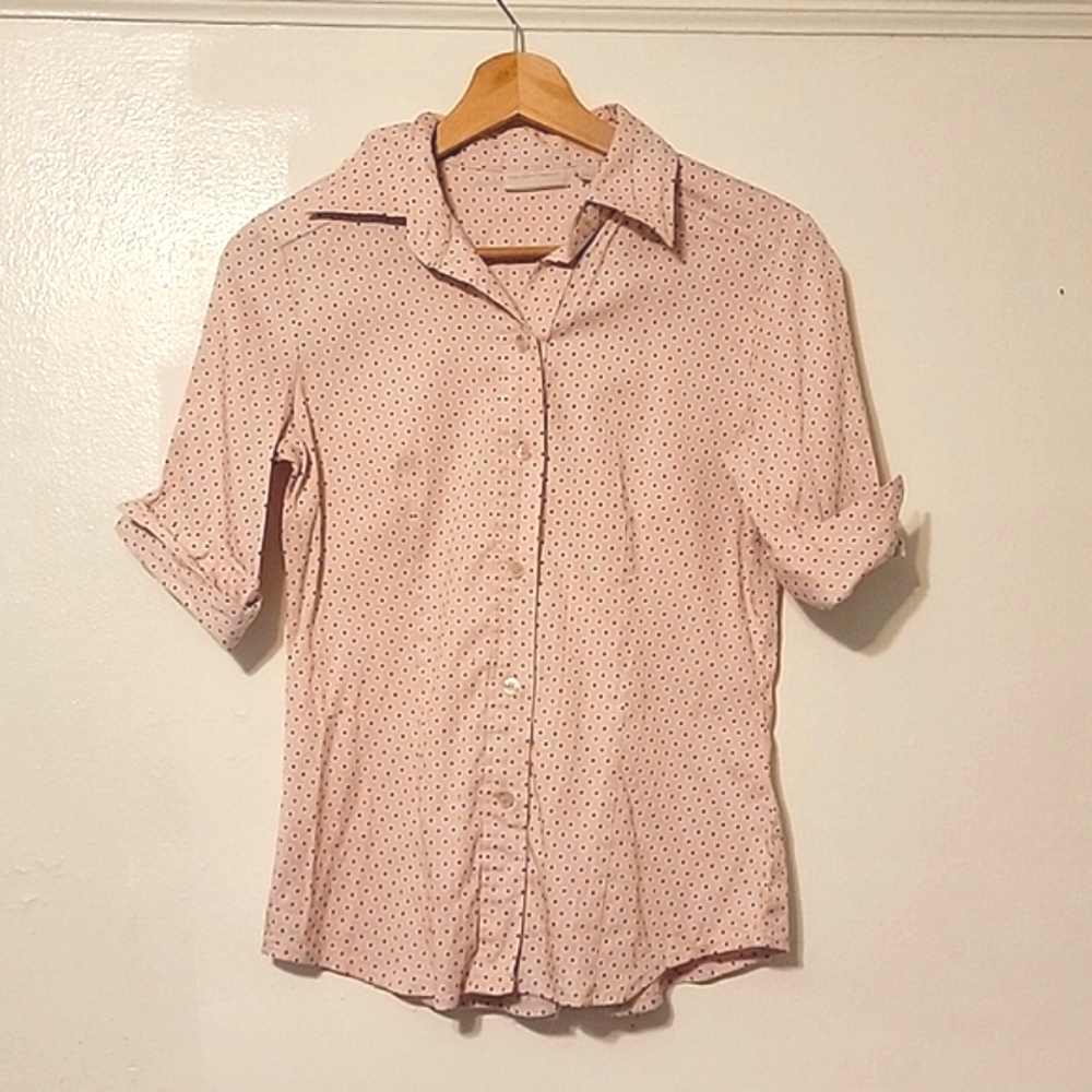 💘New York & Co Pink XS Polkadot Blouse